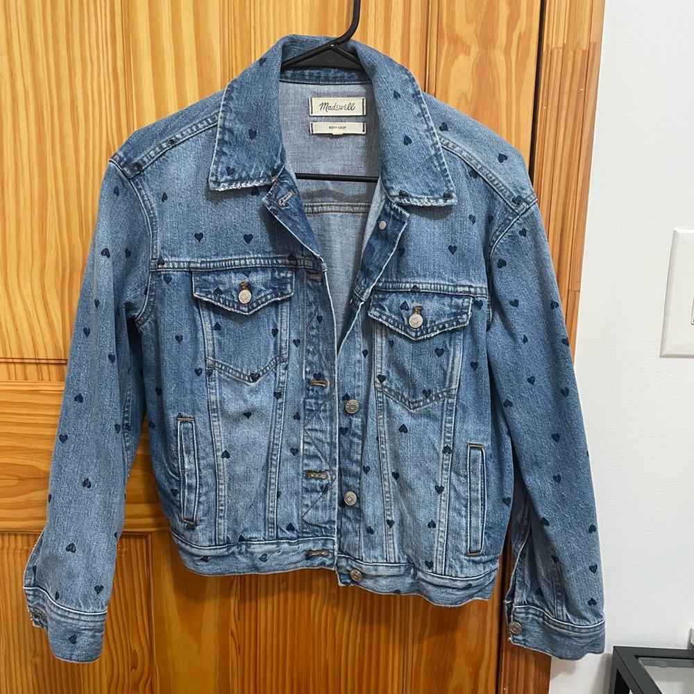 Madewell crop boxy heart print jacket